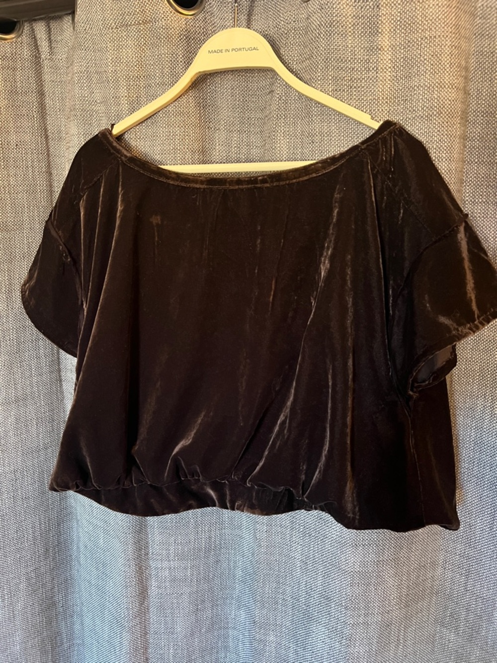 Free People We The Free cropped bubble hem velvet top